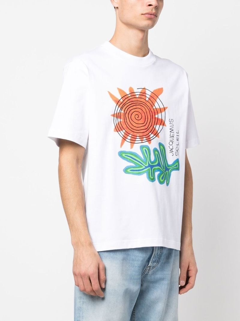 White Soliel Graphic Print Cotton T-shirt