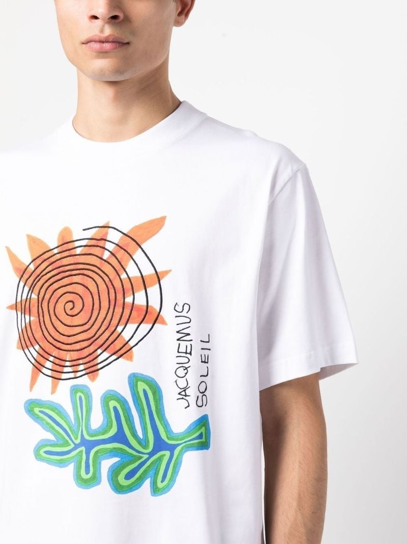 White Soliel Graphic Print Cotton T-shirt
