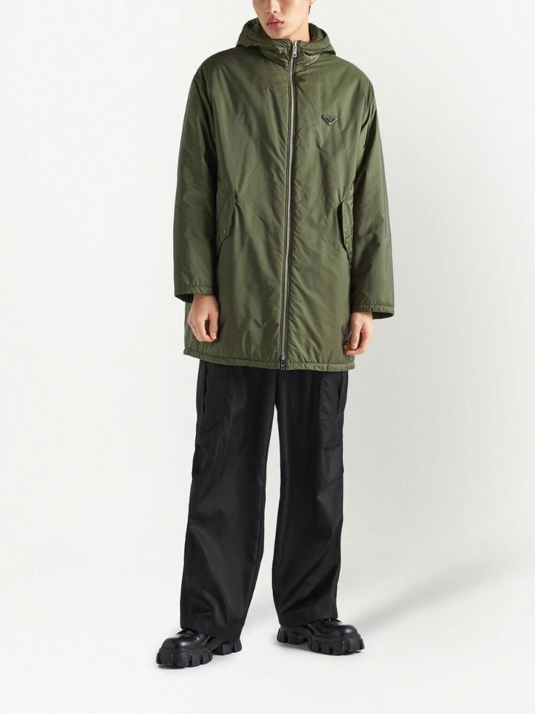 Green Logo-patch Hooded Jacket