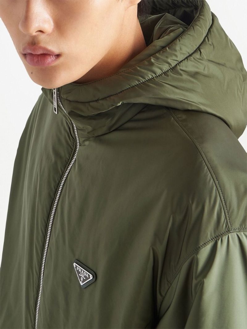 Green Logo-patch Hooded Jacket