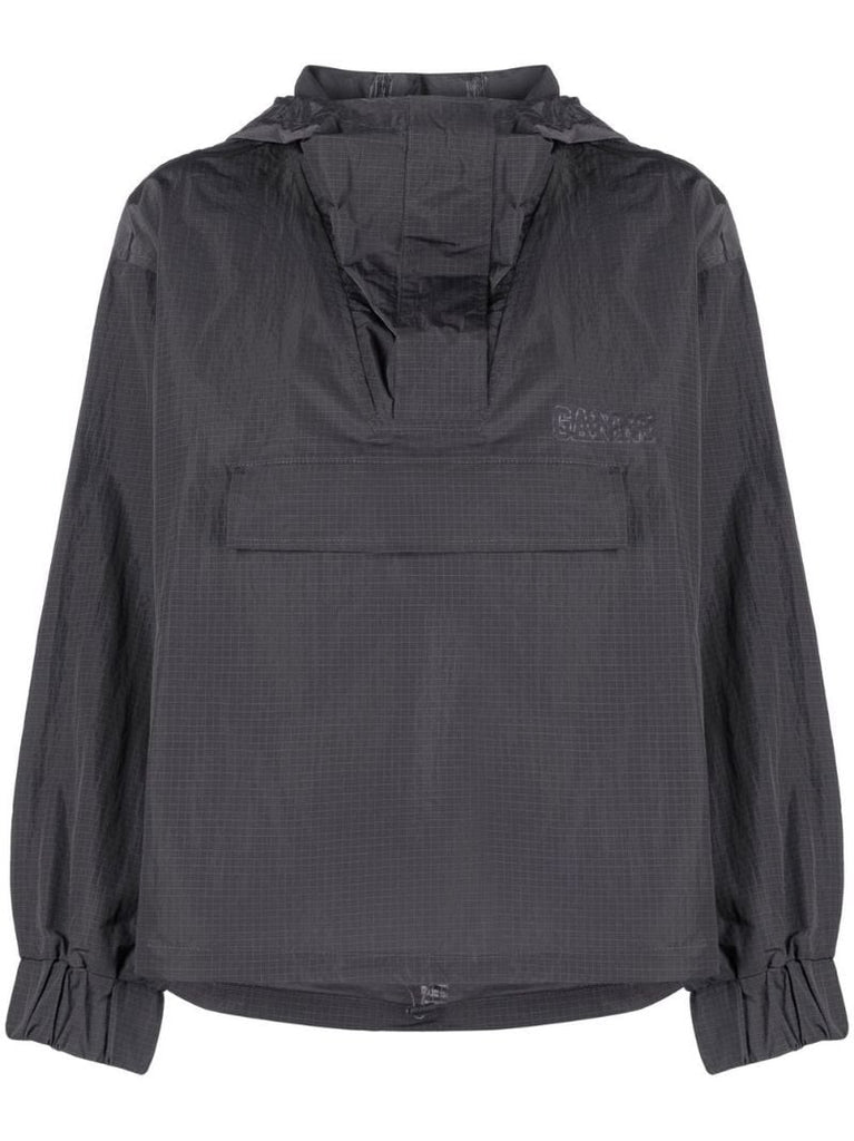 Grey Hooded Lightweight Jacket