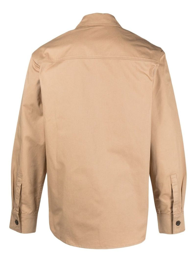 Neutral Logo Embroidered Shirt Jacket