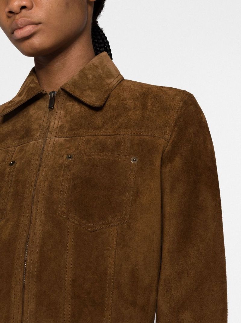 Brown Suede Cropped Jacket