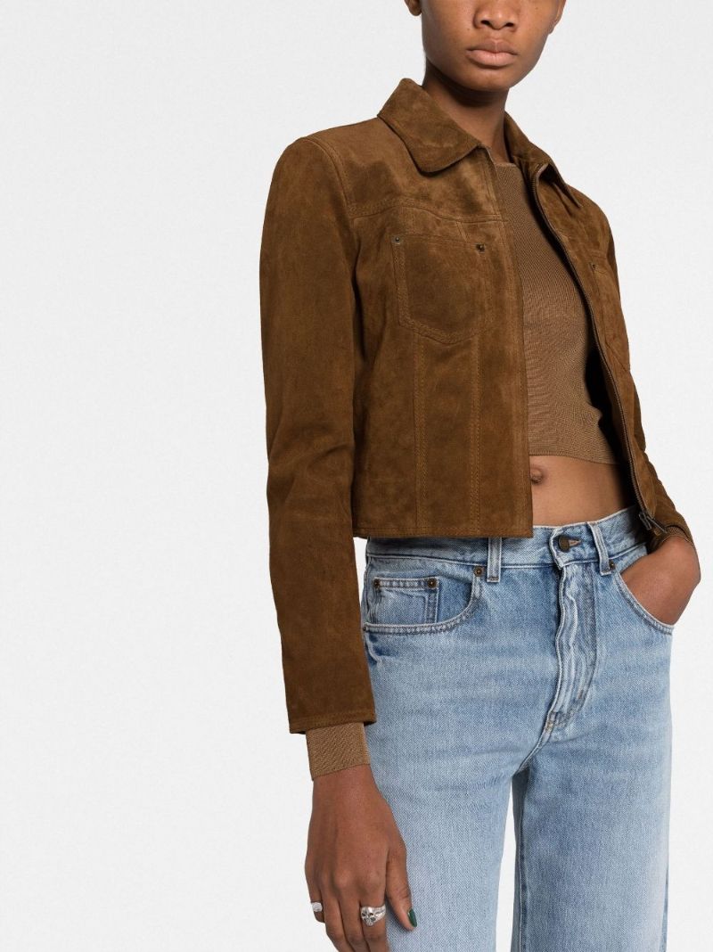 Brown Suede Cropped Jacket