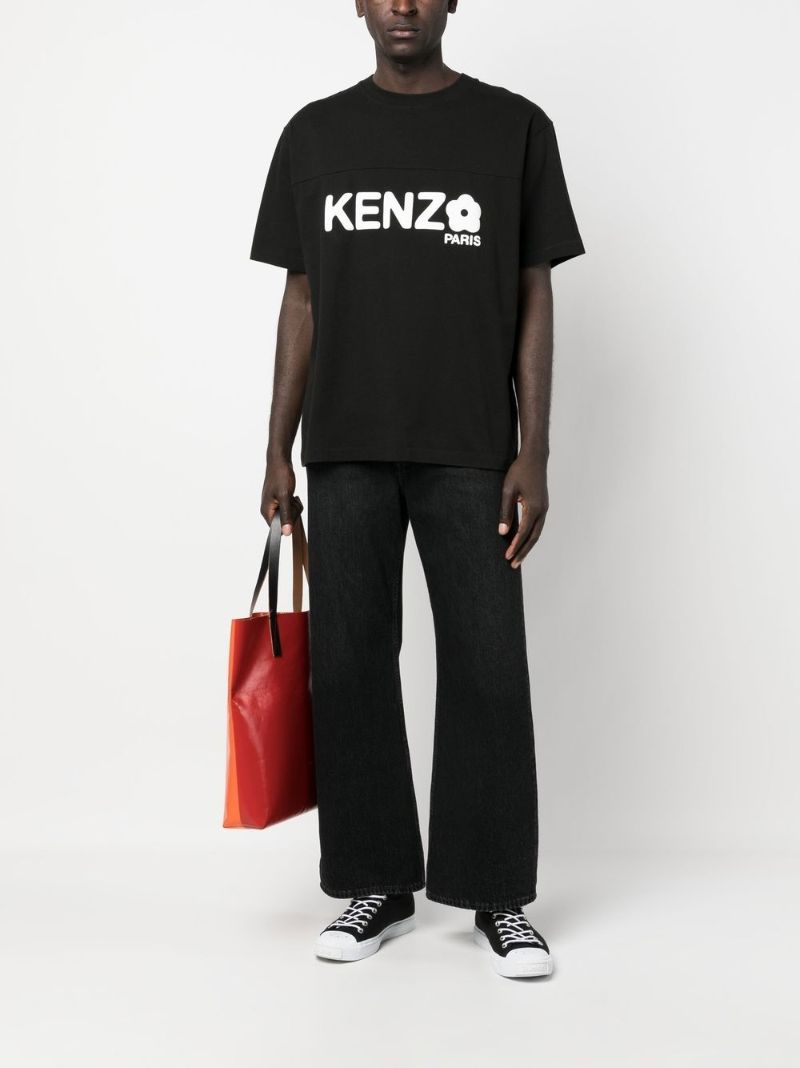 Black Boke Flower Logo Print T-shirt