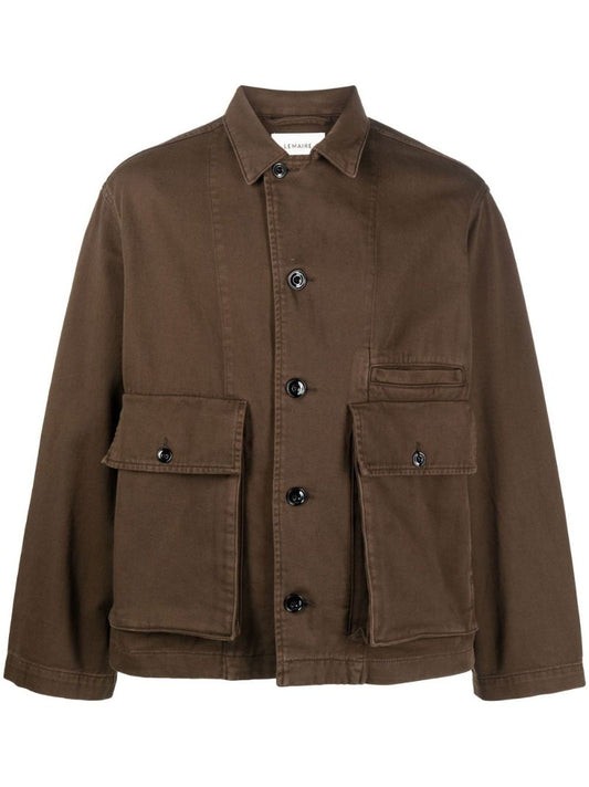 Brown Cotton Shirt Jacket