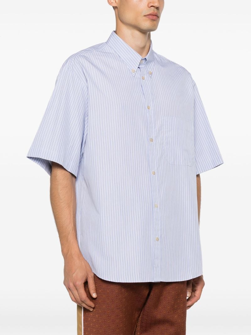 Blue Logo-embroidered Striped Cotton Shirt