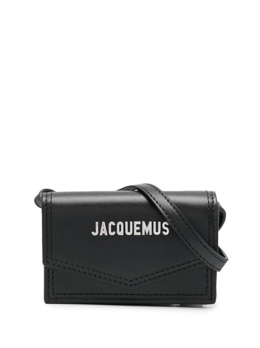 Black Le Porte Azur Leather Neck Pouch Bag
