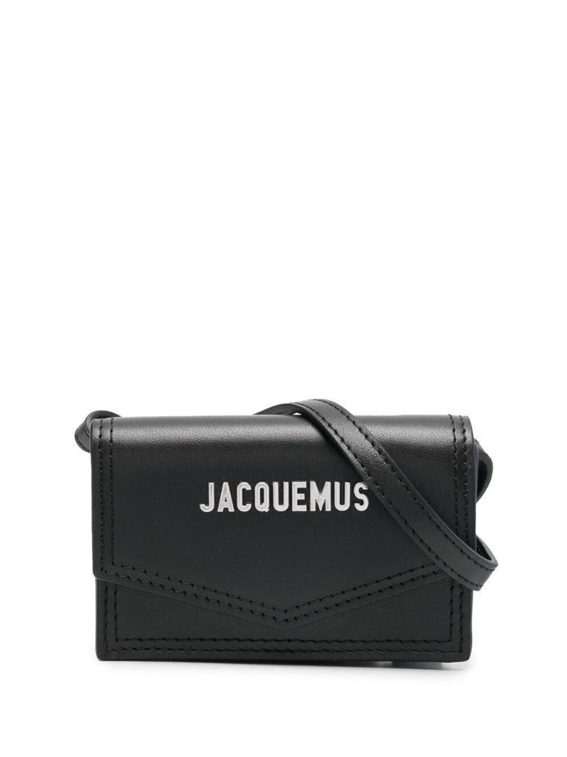Black Le Porte Azur Leather Neck Pouch Bag