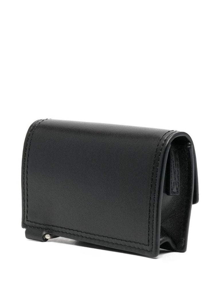 Black Le Porte Azur Leather Neck Pouch Bag