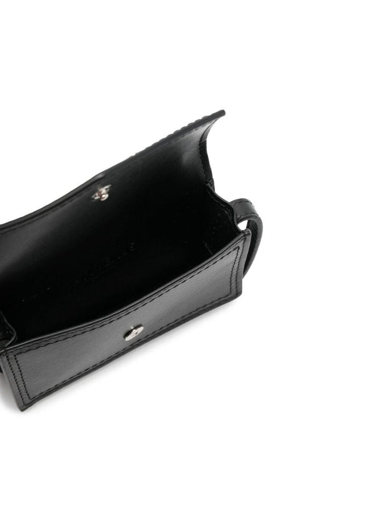Black Le Porte Azur Leather Neck Pouch Bag