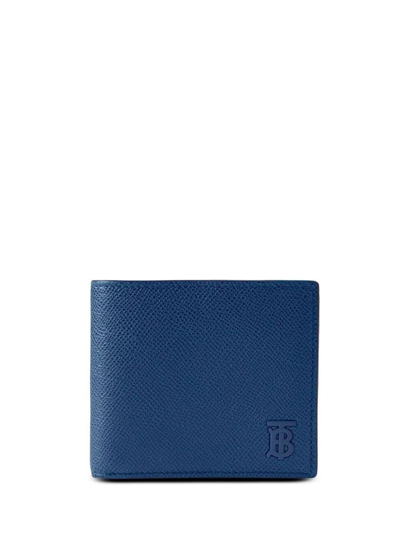 Blue Grainy Leather Tb Bifold Wallet