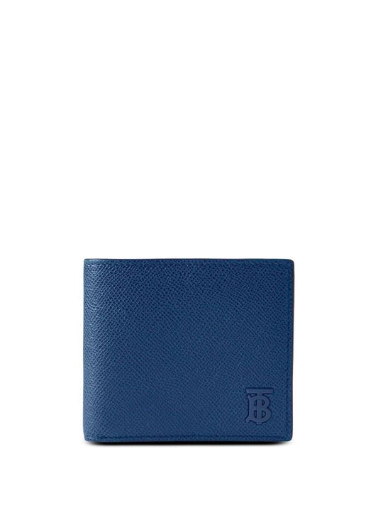 Blue Grainy Leather Tb Bifold Wallet