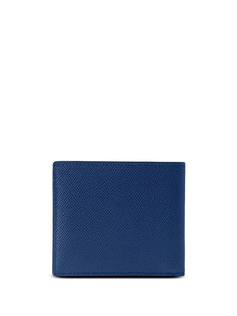 Blue Grainy Leather Tb Bifold Wallet