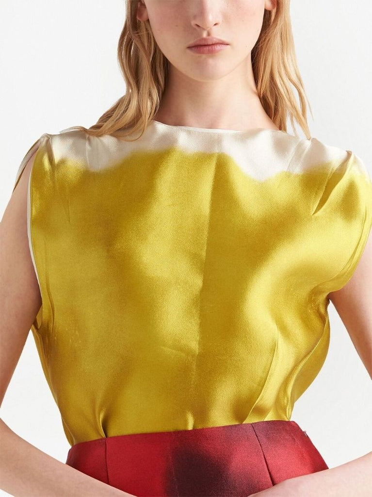 Green Printed Satin Blouse