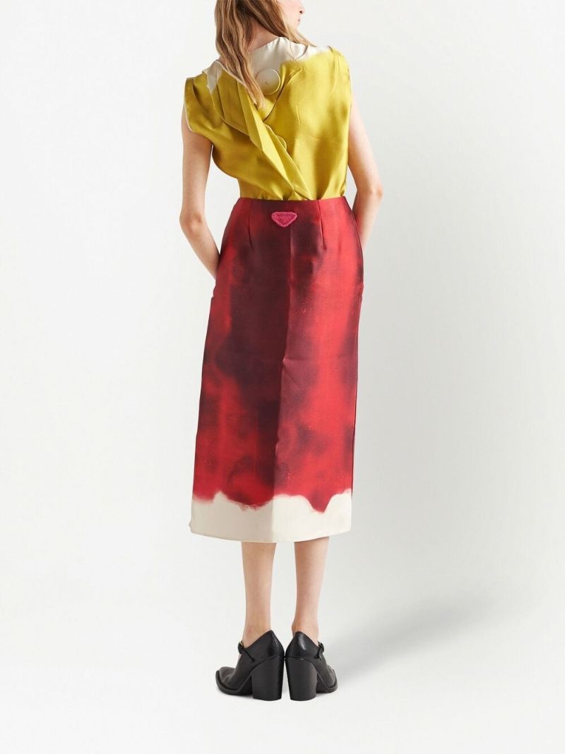Green Printed Satin Blouse