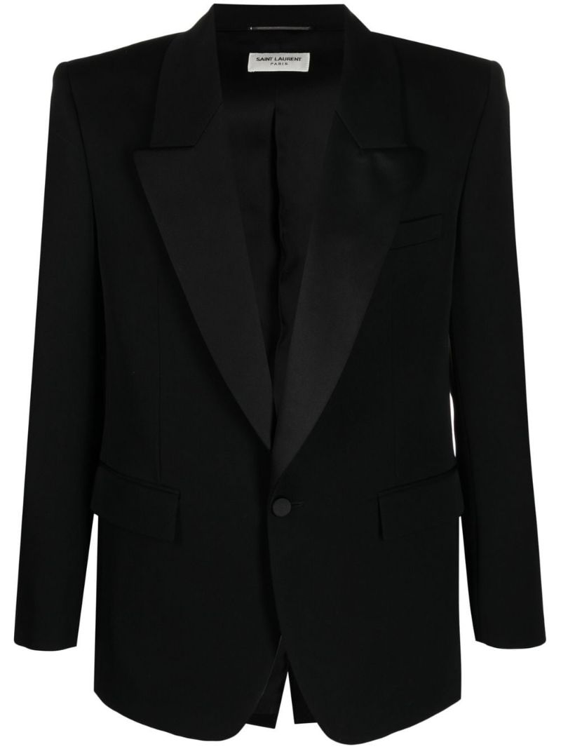 Black Single-breasted Tuxedo Blazer