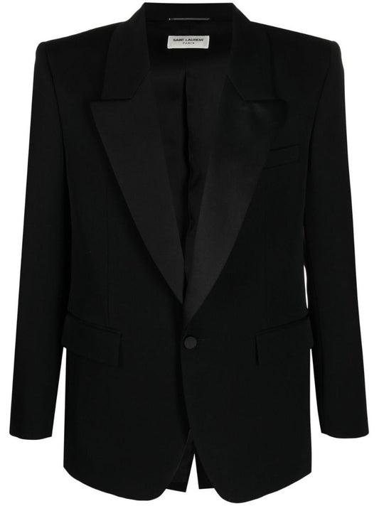 Black Single-breasted Tuxedo Blazer