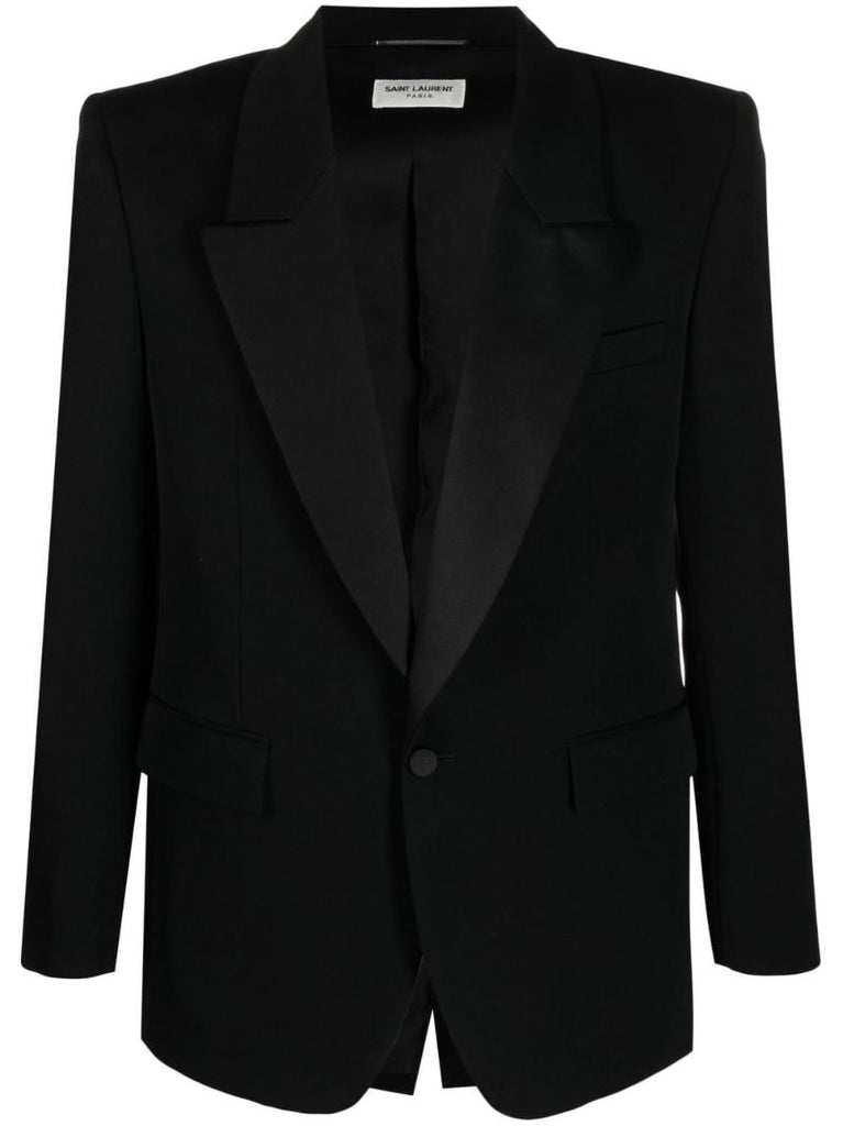 Black Single-breasted Tuxedo Blazer
