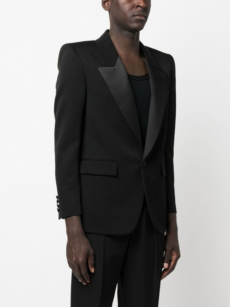 Black Single-breasted Tuxedo Blazer