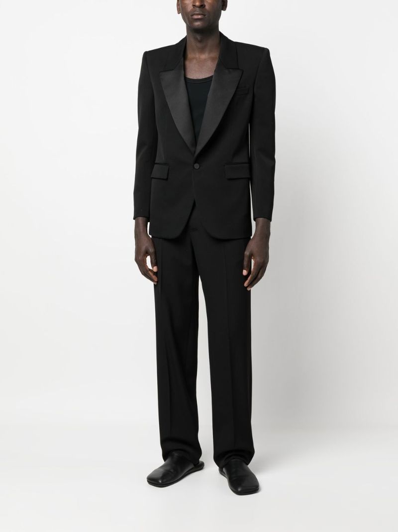 Black Single-breasted Tuxedo Blazer