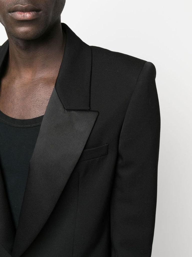 Black Single-breasted Tuxedo Blazer