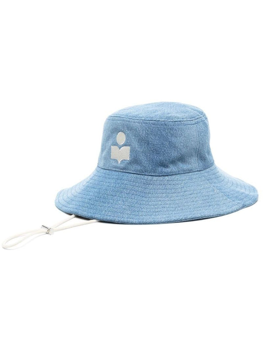 Blue Delya Logo Embroidered Denim Bucket Hat