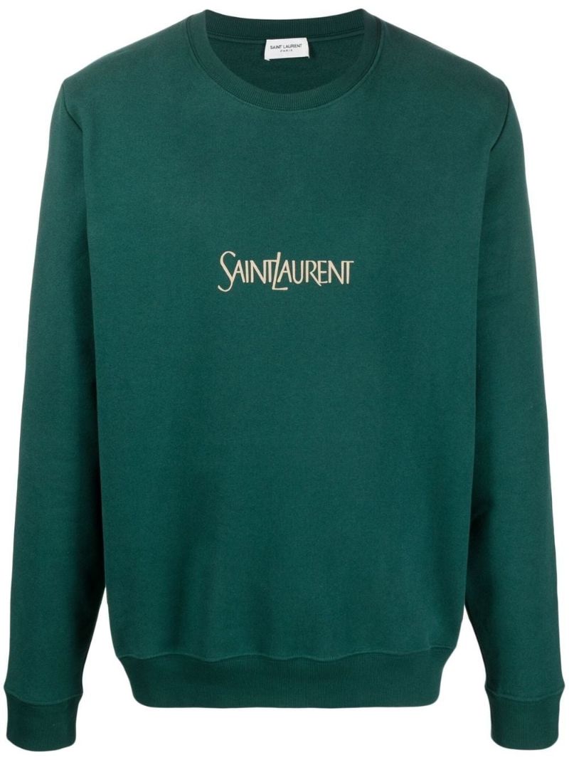 Green Logo Print Cotton Sweatshirt