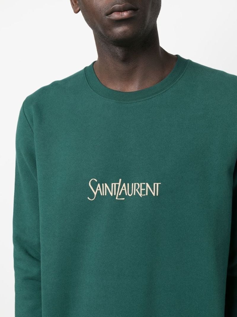 Green Logo Print Cotton Sweatshirt