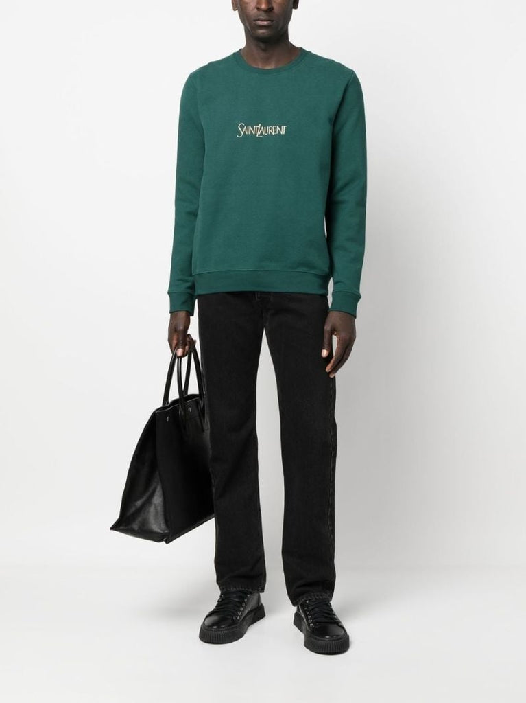 Green Logo Print Cotton Sweatshirt