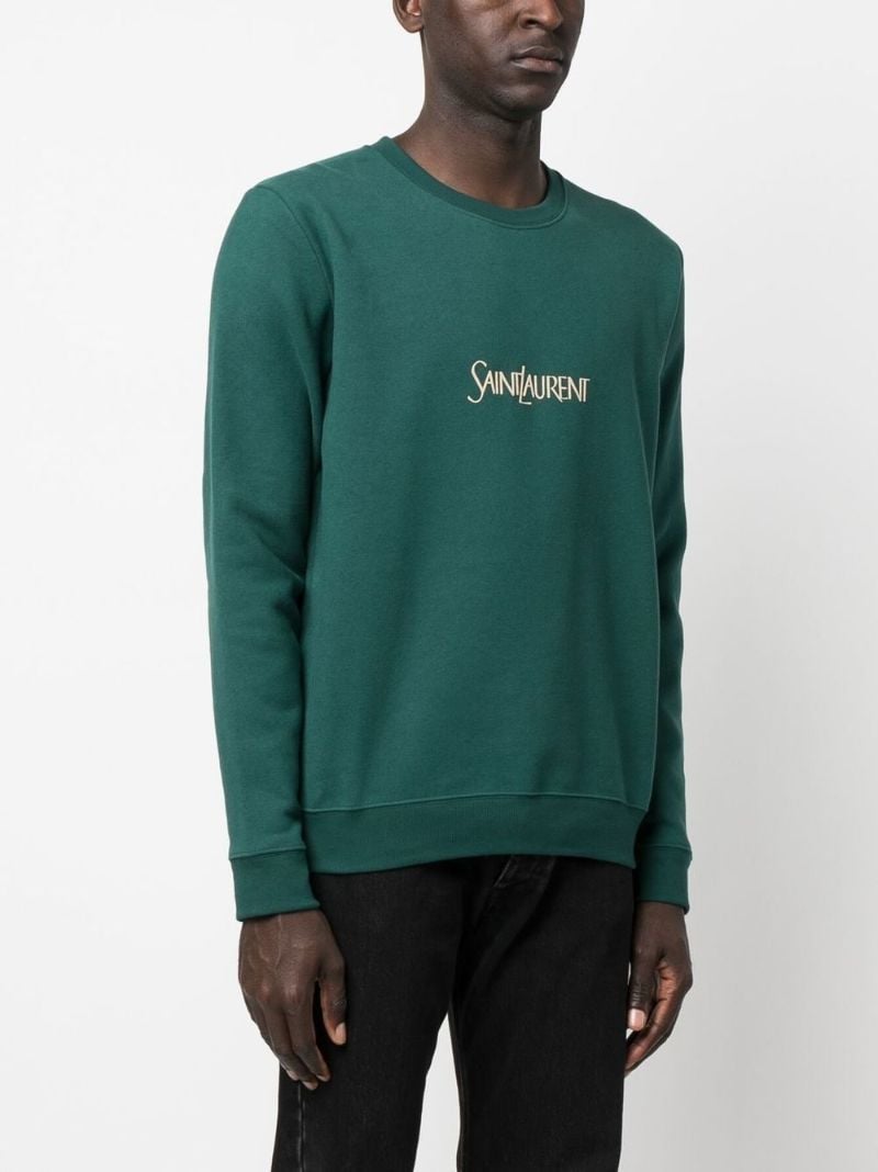 Green Logo Print Cotton Sweatshirt