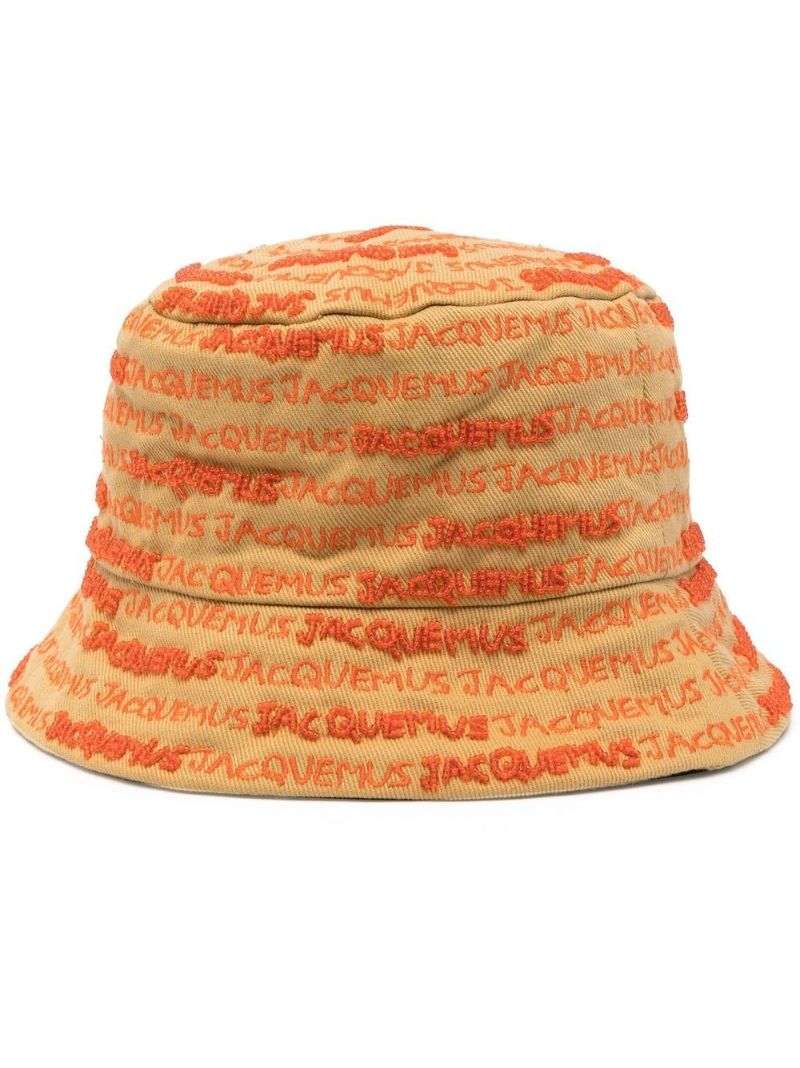 Orange Embroidered Logo Bucket Hat