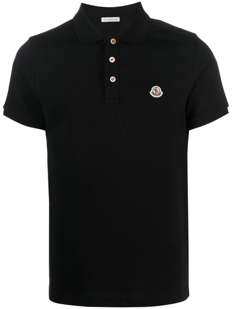 Black Logo-patch Cotton Polo Shirt