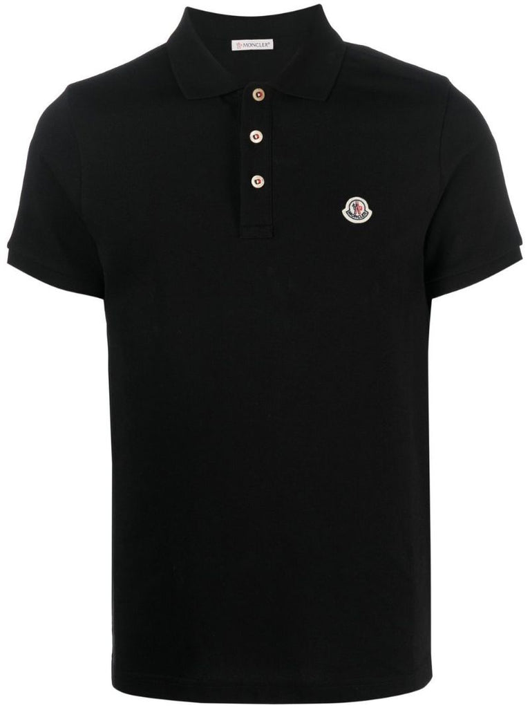 Black Logo-patch Cotton Polo Shirt