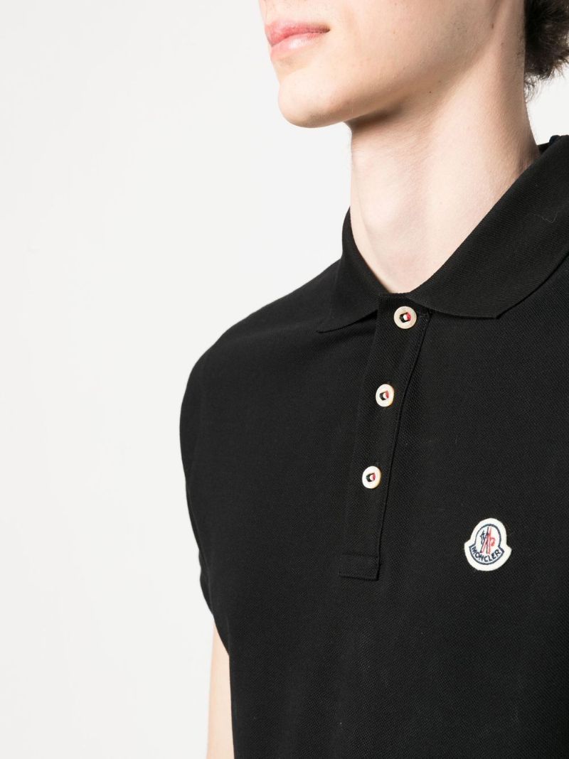 Black Logo-patch Cotton Polo Shirt