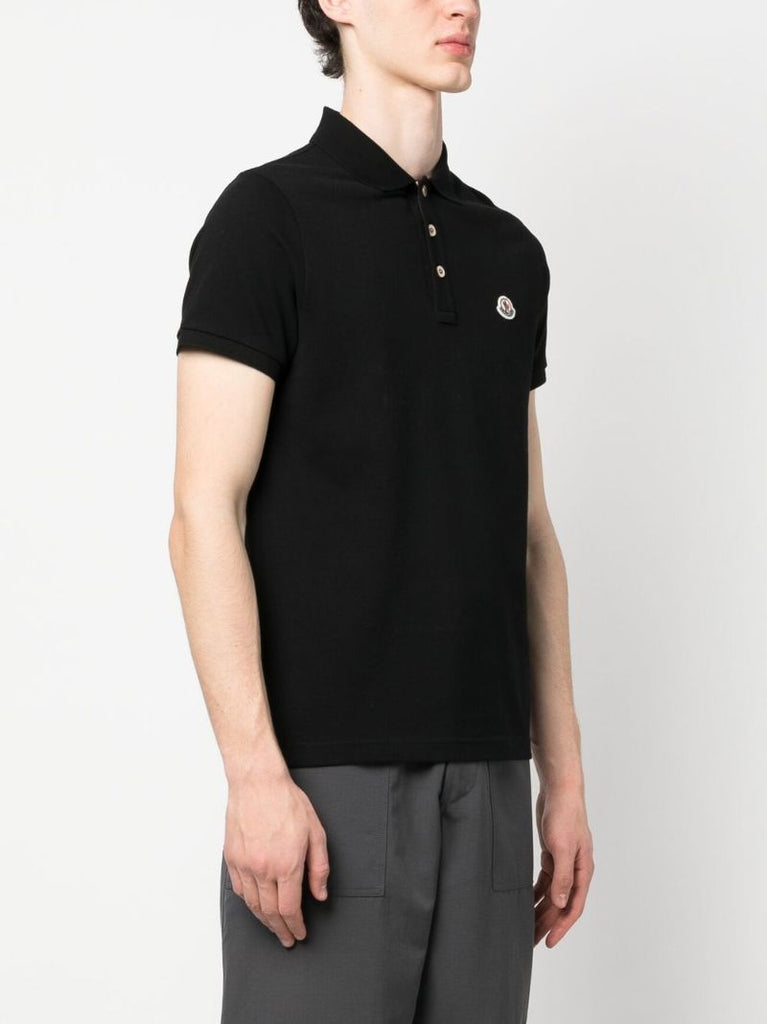 Black Logo-patch Cotton Polo Shirt