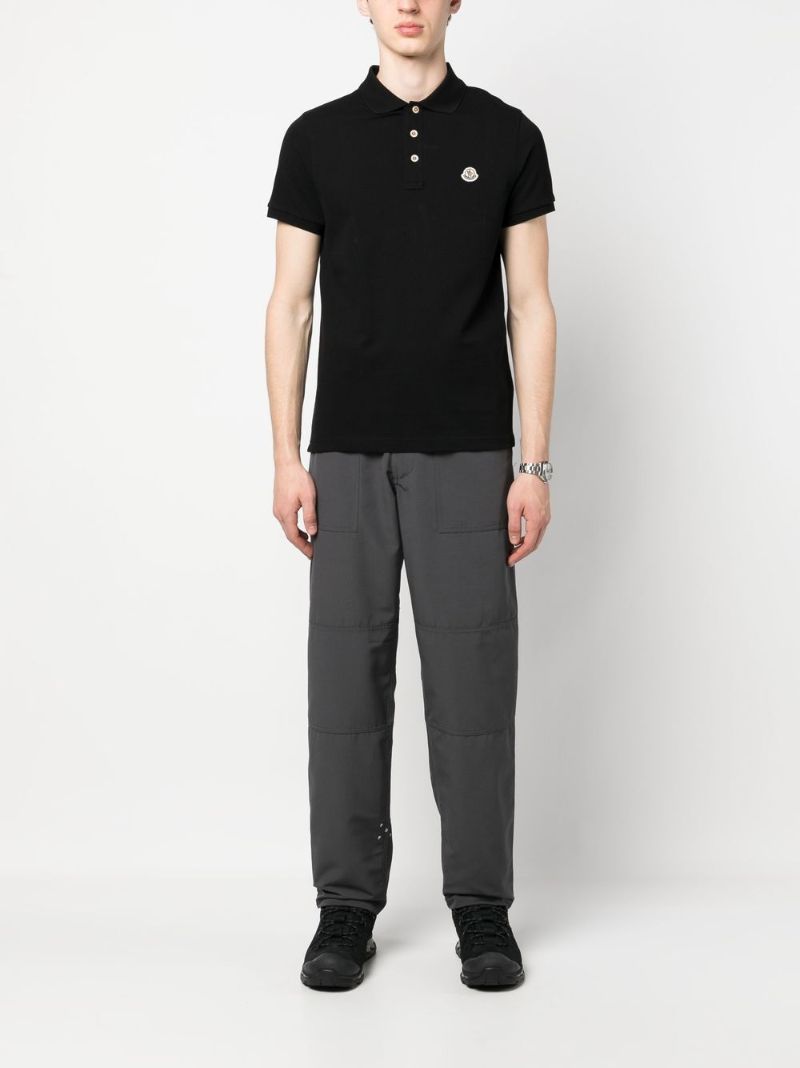 Black Logo-patch Cotton Polo Shirt