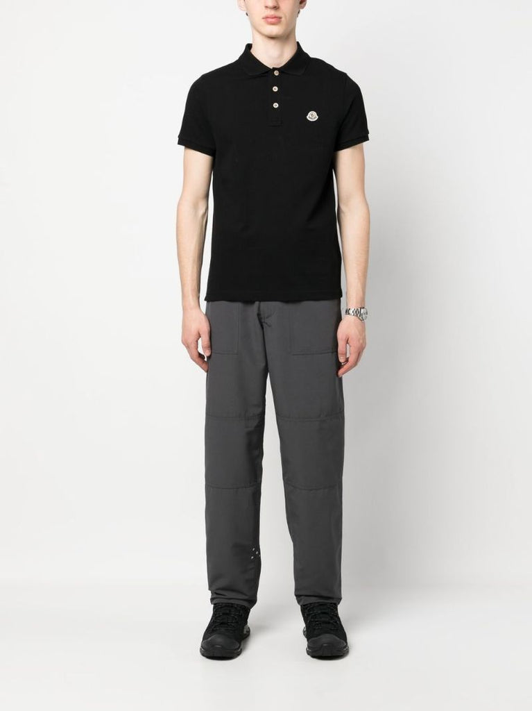 Black Logo-patch Cotton Polo Shirt