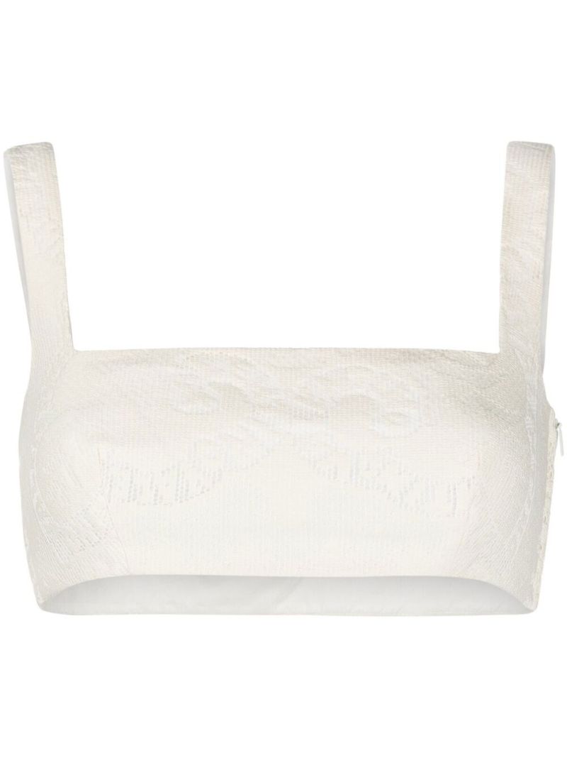 White Bandana Lace Crop Top