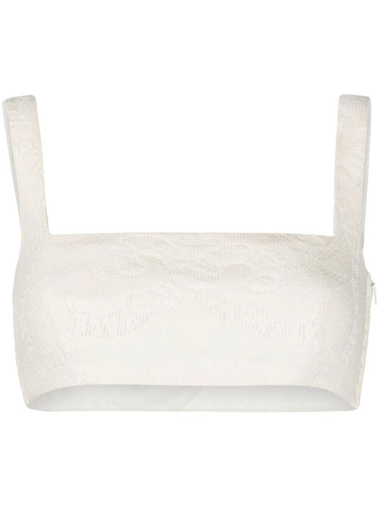 White Bandana Lace Crop Top