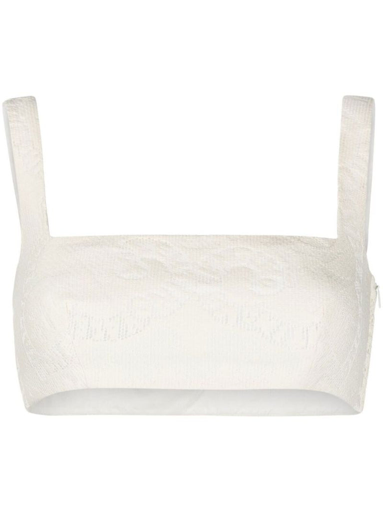 White Bandana Lace Crop Top