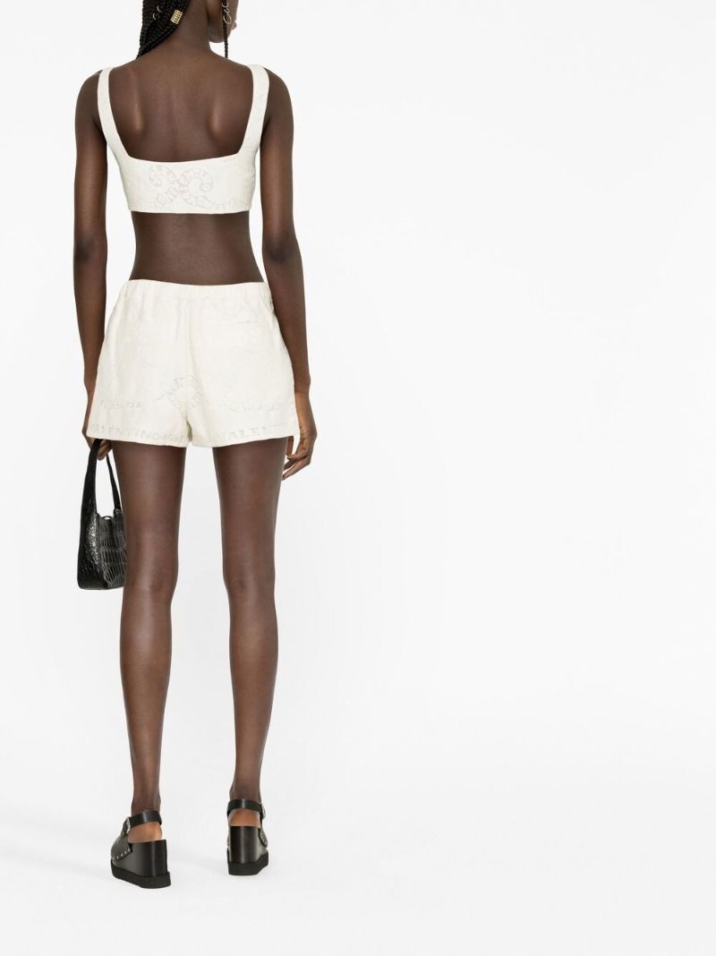 White Mini Bandana Guipure Lace Shorts