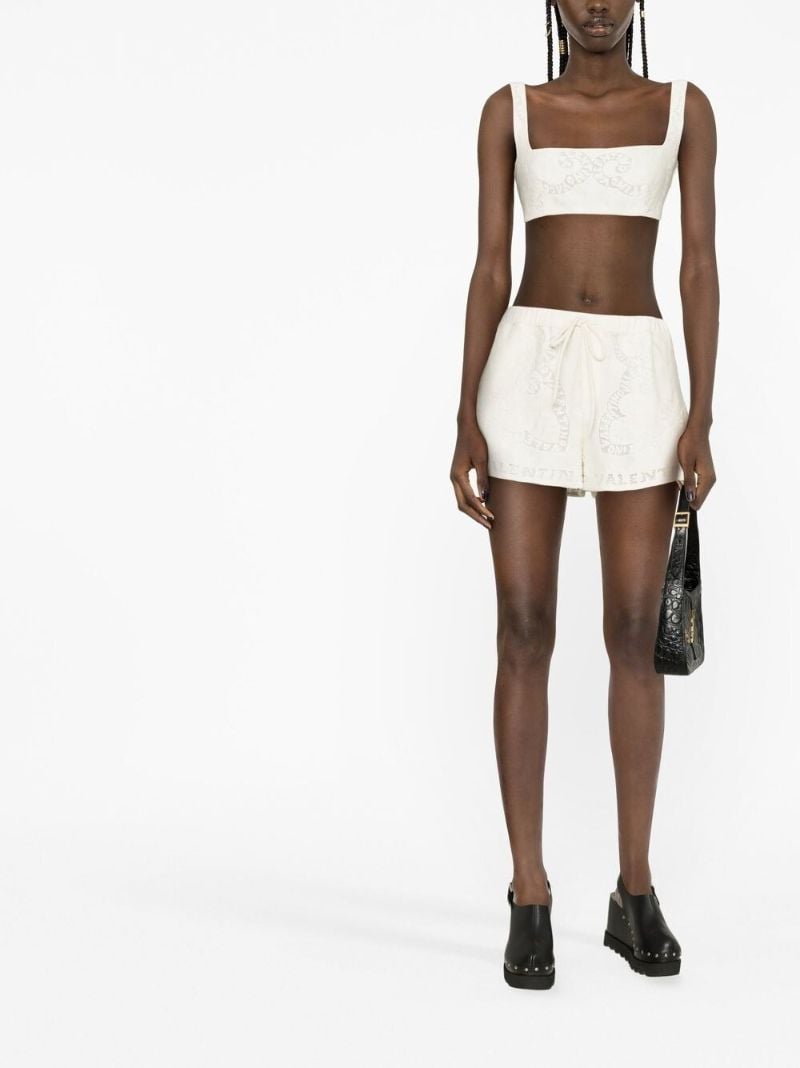 White Mini Bandana Guipure Lace Shorts