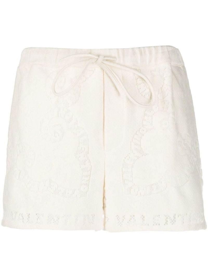 White Mini Bandana Guipure Lace Shorts