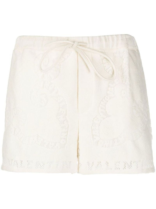 White Mini Bandana Guipure Lace Shorts