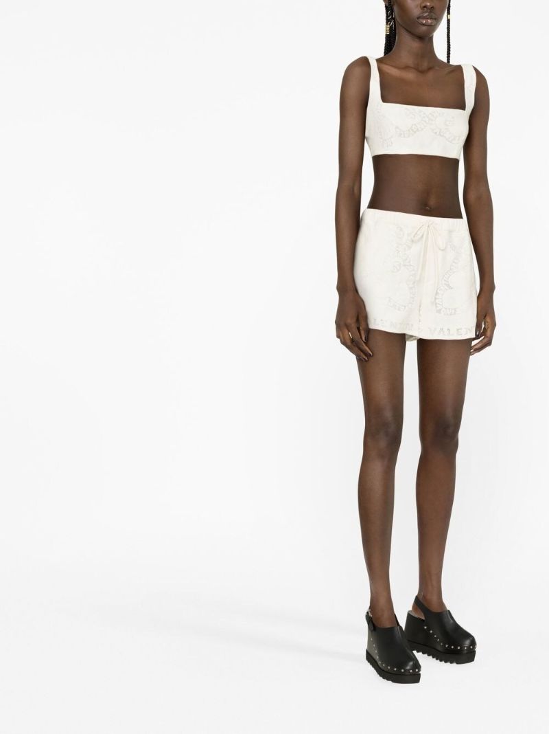 White Mini Bandana Guipure Lace Shorts