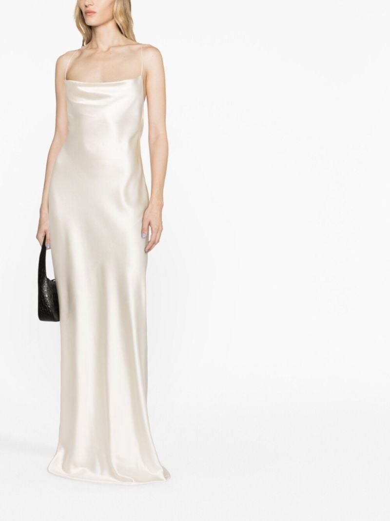 Neutral Cowl Neck Silk Gown