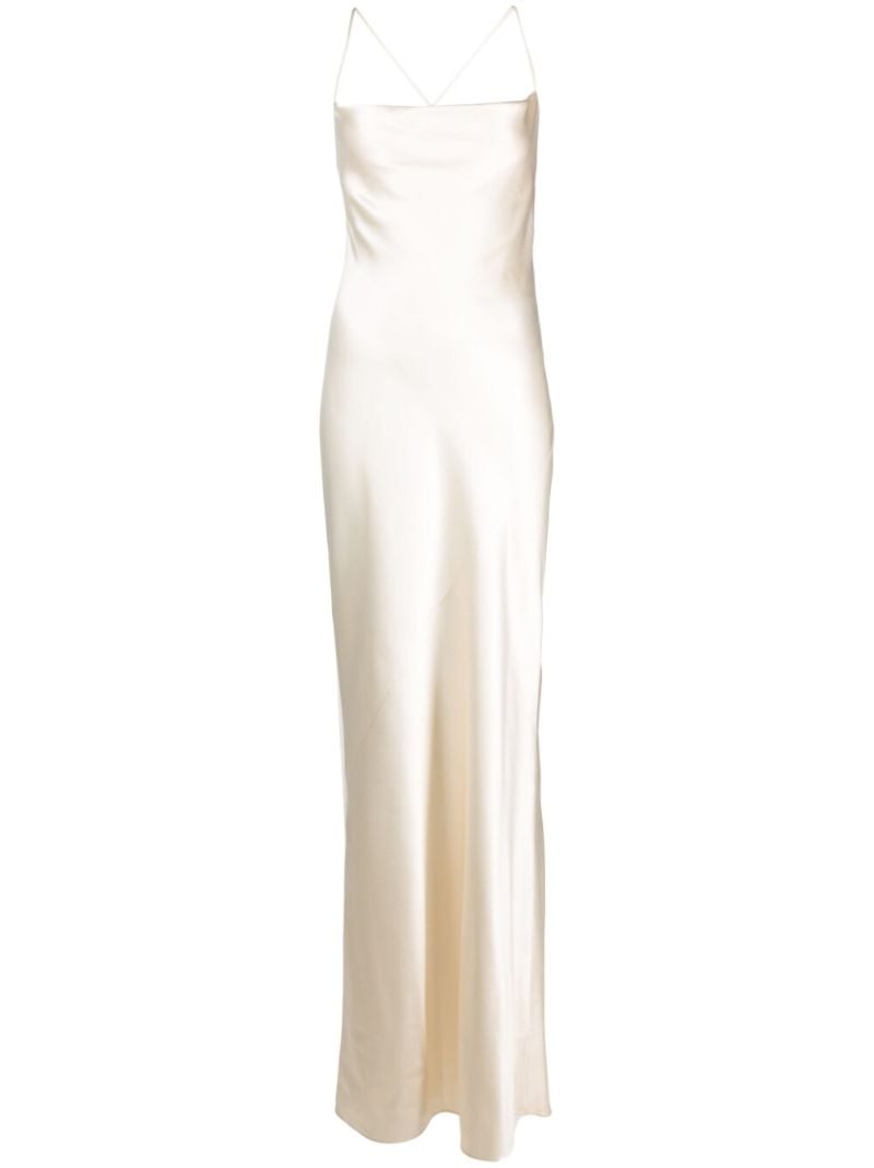 Neutral Cowl Neck Silk Gown