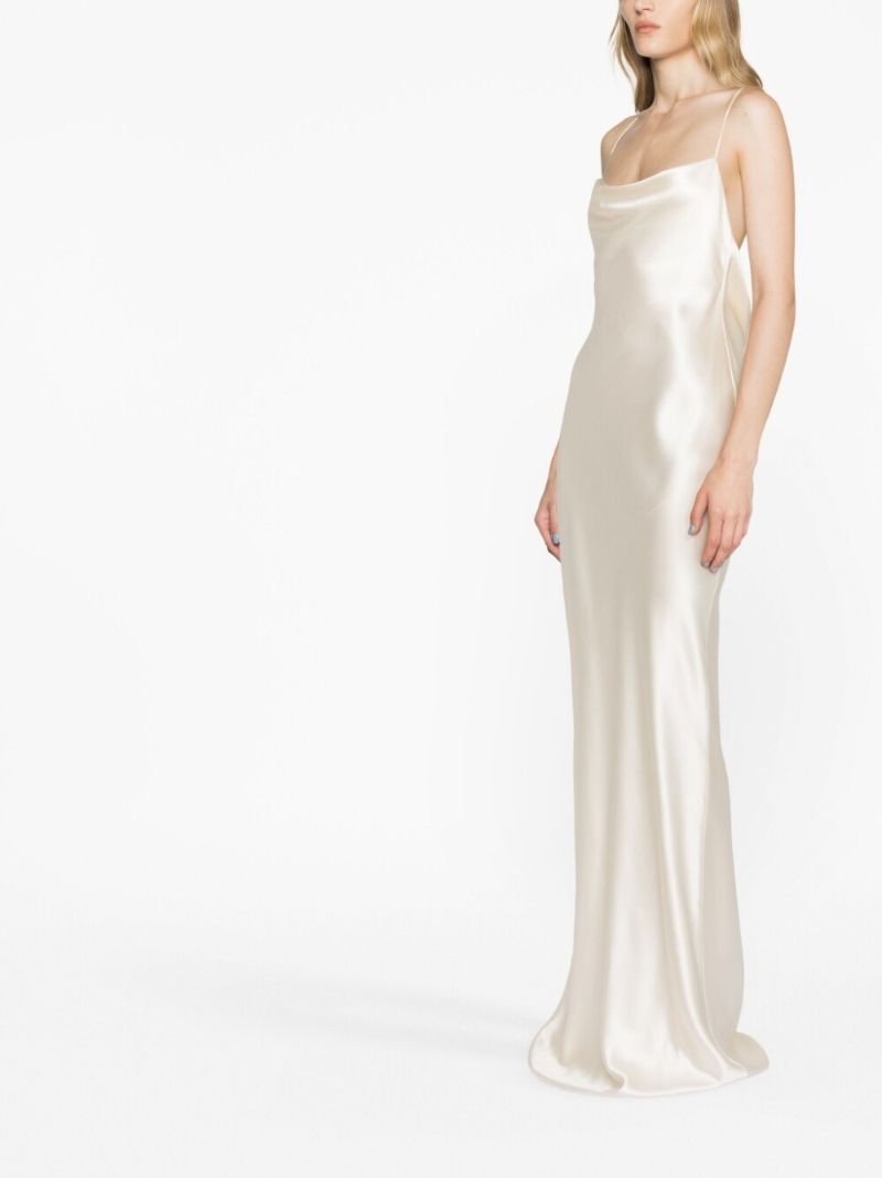 Neutral Cowl Neck Silk Gown