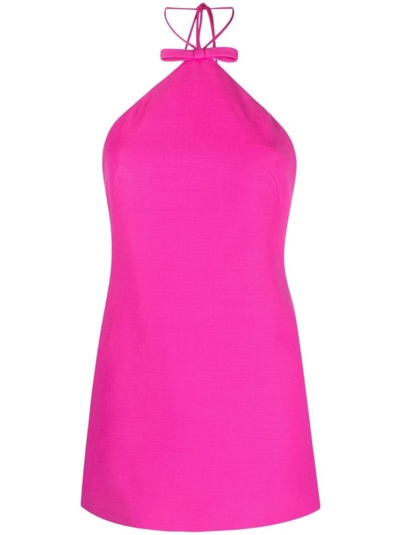 Pink Bow-detail Halterneck Mini Dress